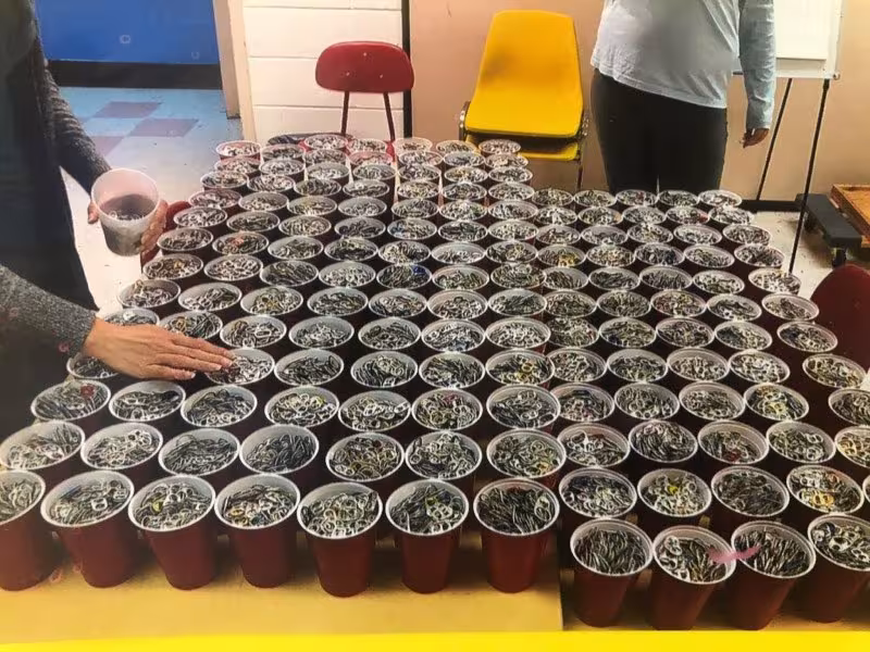 Collected poptops destined for Ronald McDonald House Charities